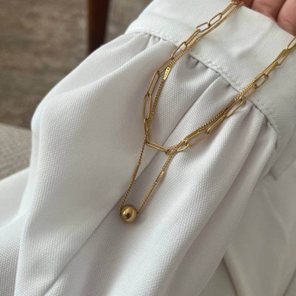 گردنبند دولاین گوی طلائی کد 2059