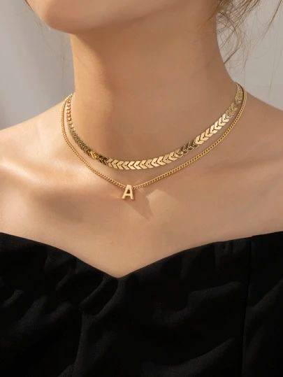 گردنبند دولاین زنانه حروف کد 2037