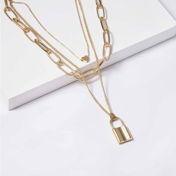 گردنبند ۳ لاین مدل قفل کد 2035