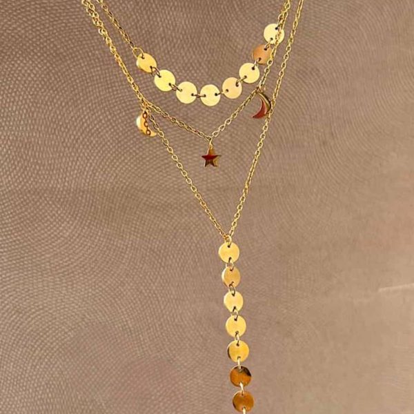 گردنبند زنانه اویز ماه و ستاره کد 2030