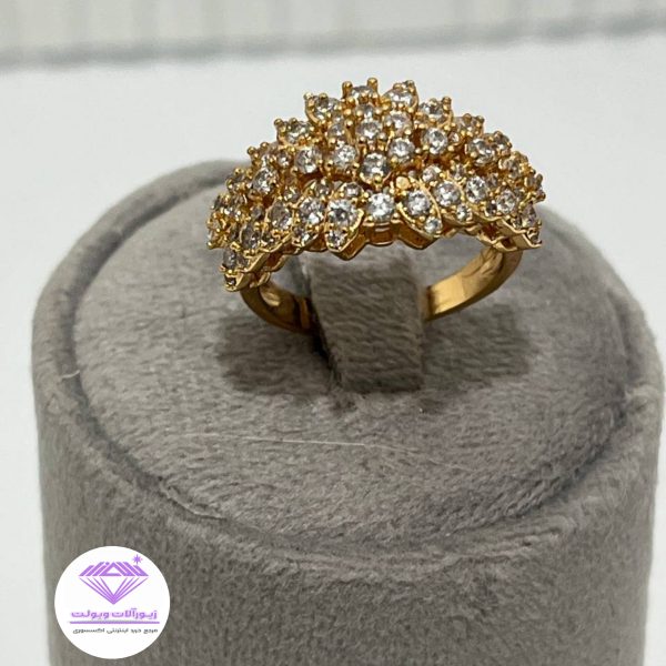 انگشتر پر نگین مدل گندمی