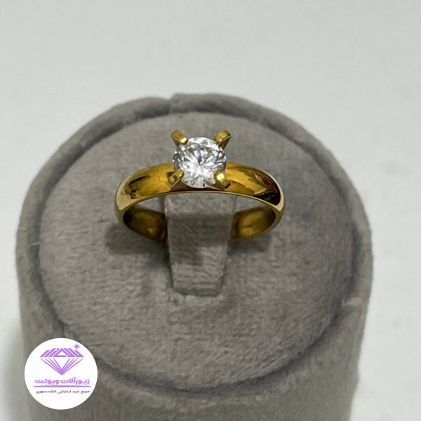 انگشتر زنانه سولیتر تک نگین کد 1022