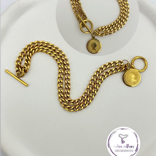 دستبند استیل آویز سکه الیزابت