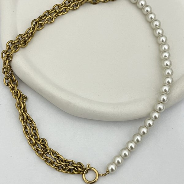 گزدنبند تلفیقی مروارید و زنجیر