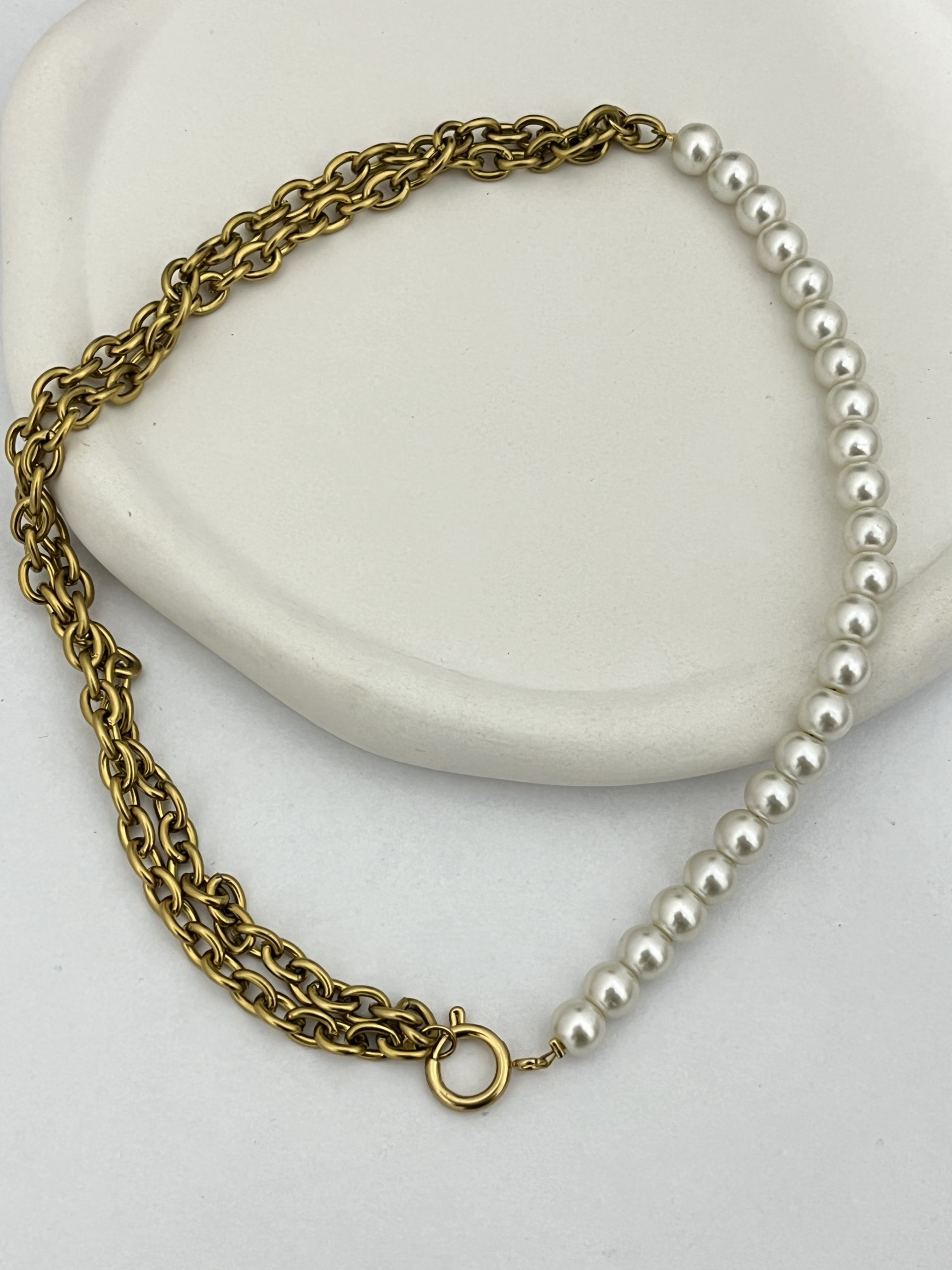 گزدنبند تلفیقی مروارید و زنجیر