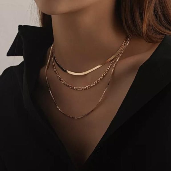 گردنبند زنانه ترکیبی زنجیر ماری ،فیگارو ،ونیزی استیل کد2068