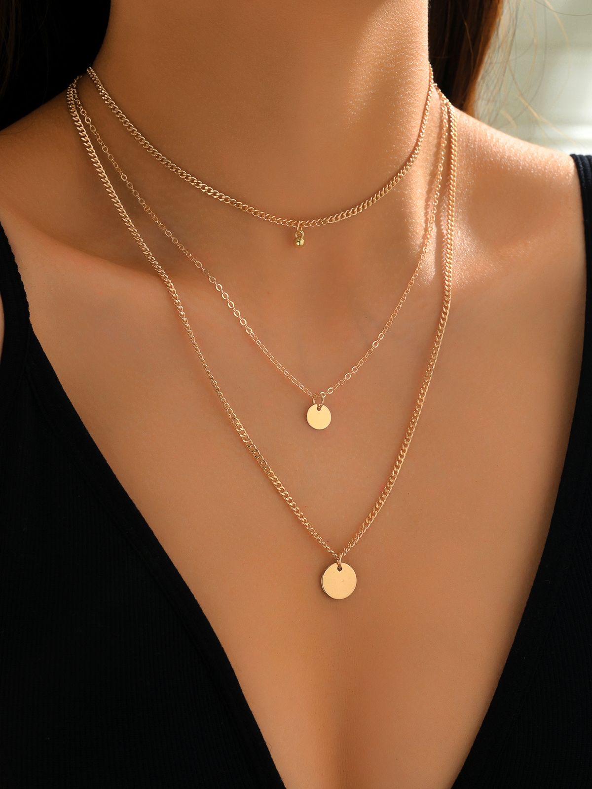 گردنبند سه لاین ظریف آویز سکه