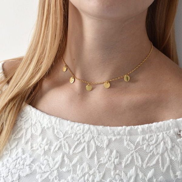 گردنبند زنانه آبکاری طلا ضدحساسیت مدل سکه ای کد2066