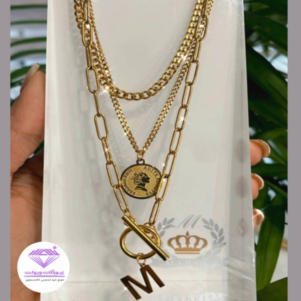 گردنبند زنانه سه لاین حروف| کد 2017