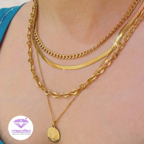 گردنبند زنانه 4 لاین | کد 2019