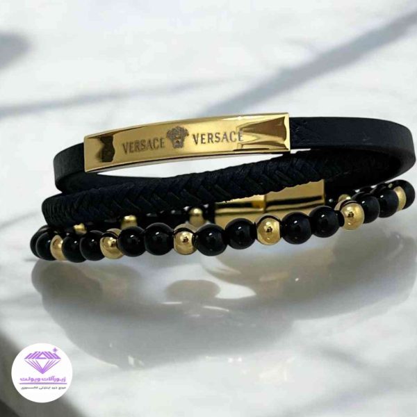 دستبند چرمی مردانه ورساچه | کد 3012