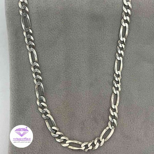 زنجیر نقره مدل فیگارو | کد 02