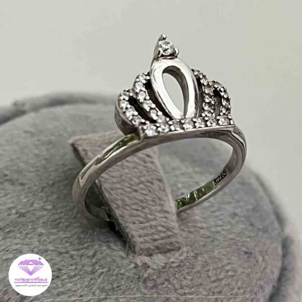 انگشتر دخترانه نقره مدل تاج | کد 023
