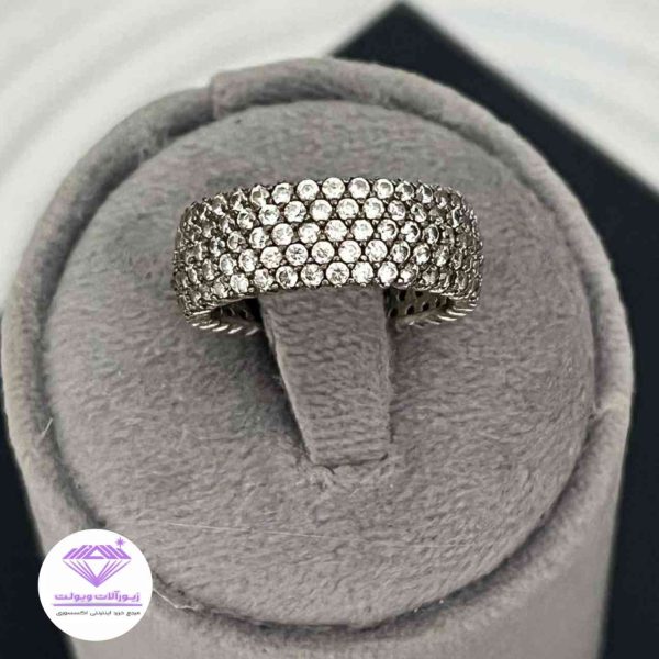 انگشتر زنانه نقره مدل رینگ دور نگین | کد 035