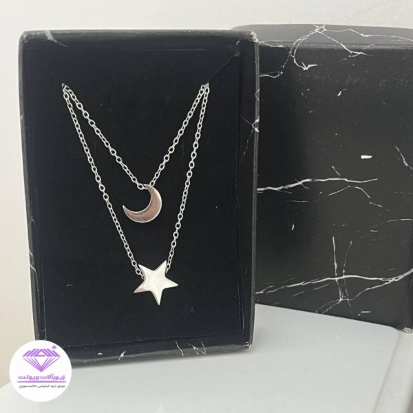 گردنبند زنانه دو لاین مدل ماه و ستاره | کد 2086