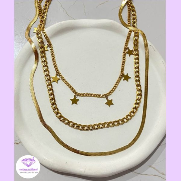 گردنبند زنانه 3 لاین | کد 2086