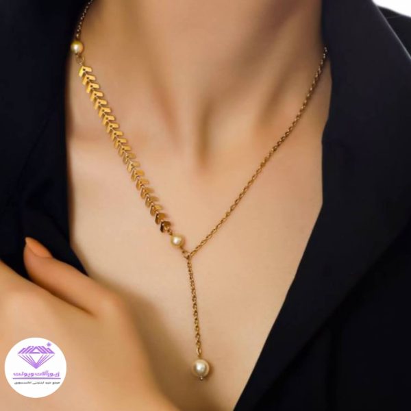 گردنبند گندمی و مرواریدی | کد 20106