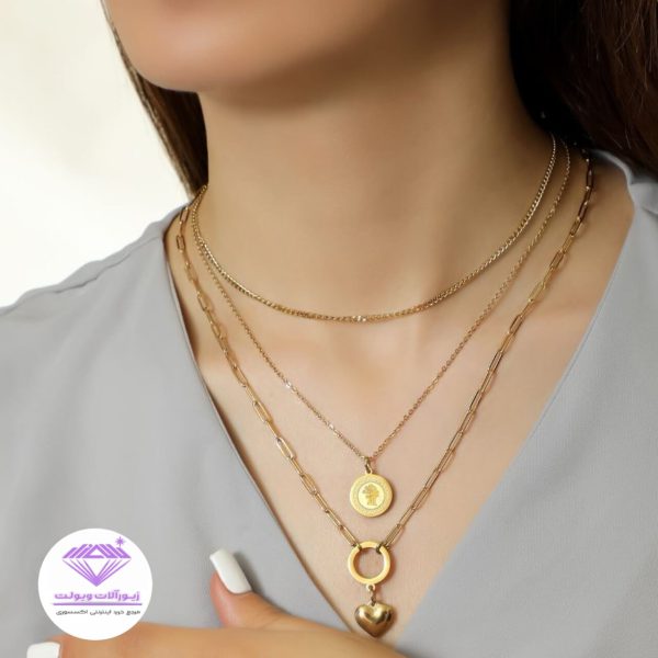 گردنبند زنانه 3 لاین | کد 20113