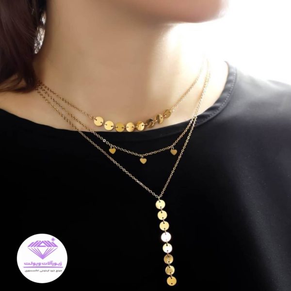 گردنبند زنانه مدل پولکی 3 لاین | کد 20107