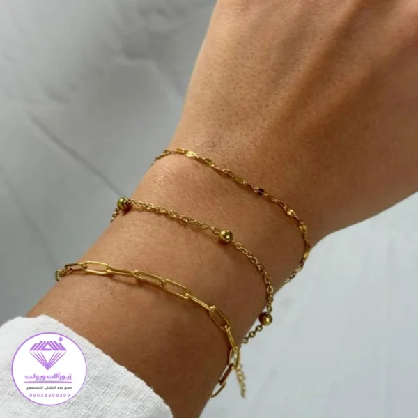 دستبند دخترانه سه لاین | کد 6039