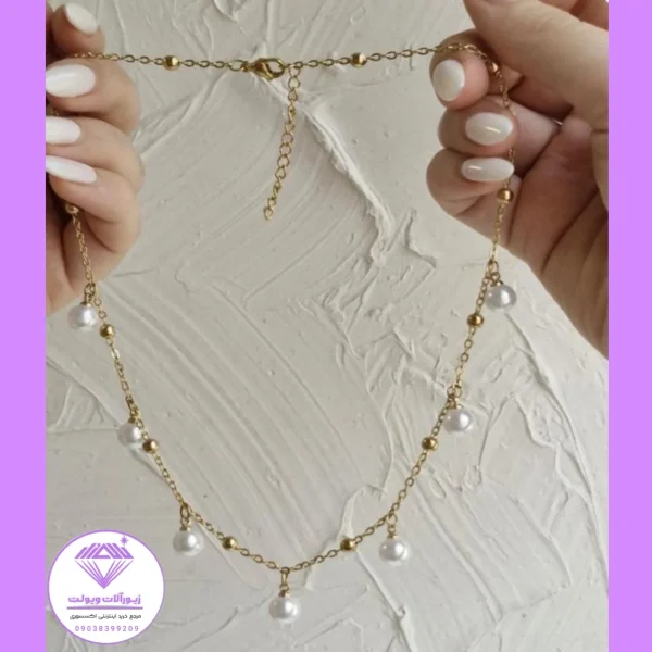 گردنبند زنانه مدل توپی مرواریدی | کد 30164