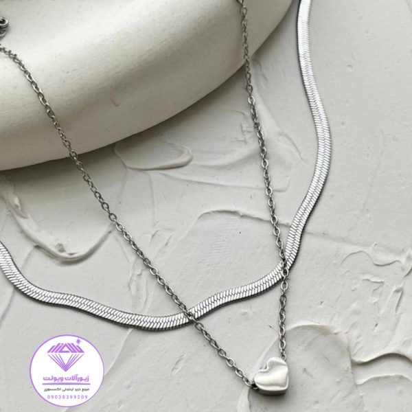 گردنبند دو لاین ماری و قلب | کد 3060