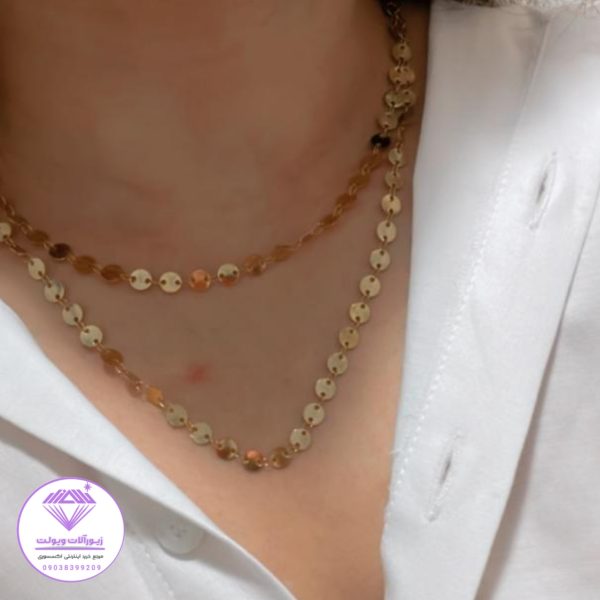 گردنبند دو لاین پولکی زنانه | کد 10142