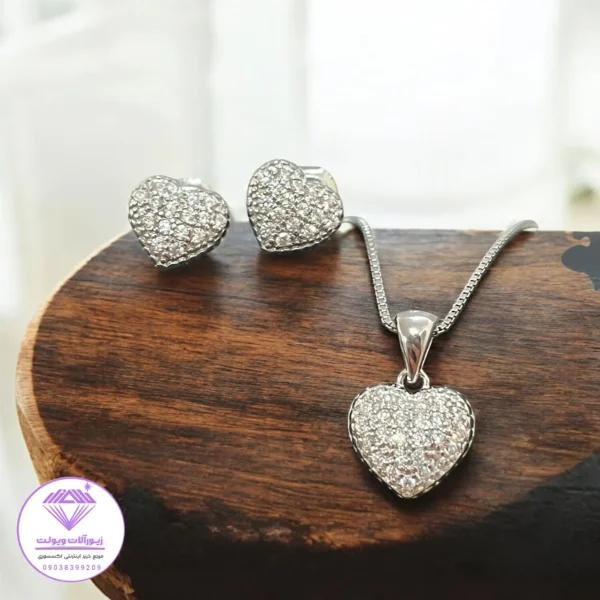 نیم ست نقره ظریف مدل قلب | کد 056