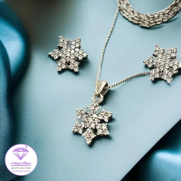 نیم ست نقره مدل برف دخترانه | کد 050