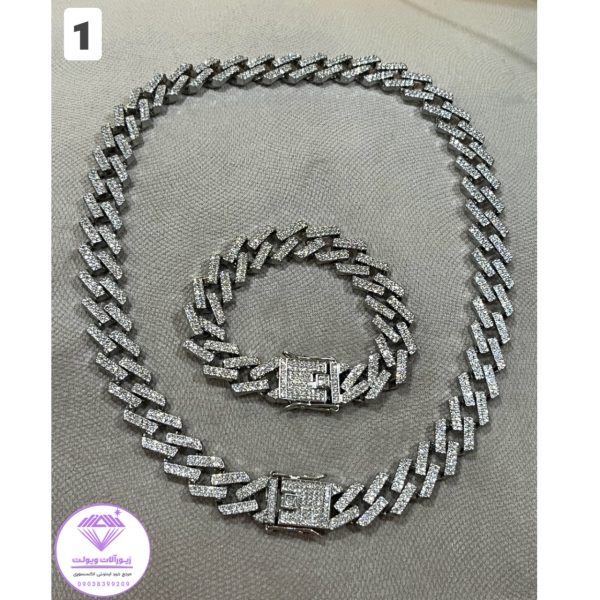 گردنبند و دستبند فول نگین کارتیر | کد 3042