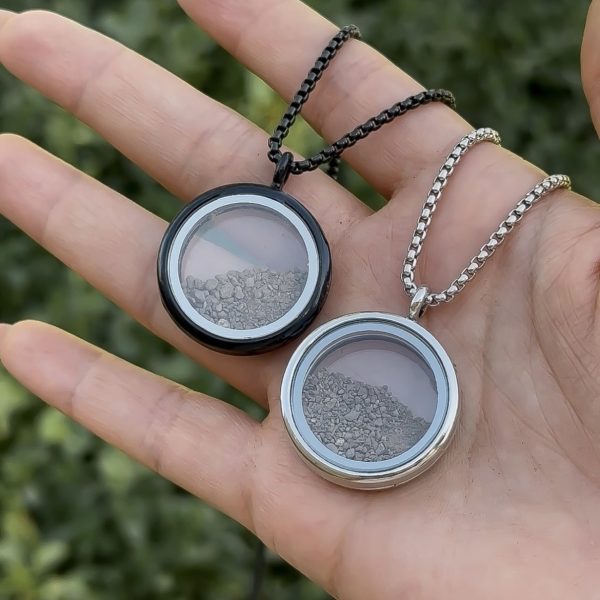 لاکت شیشه ای  نقره ای 10309